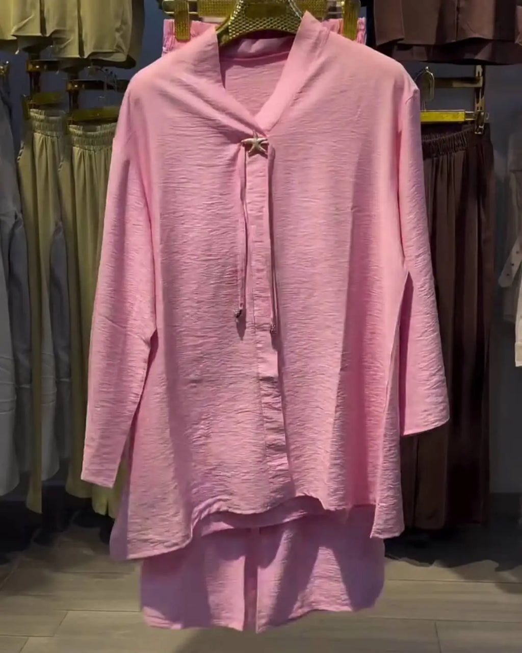 Ensemble 2 Pièces Lin Froissé — Tunique & Pantalon Large