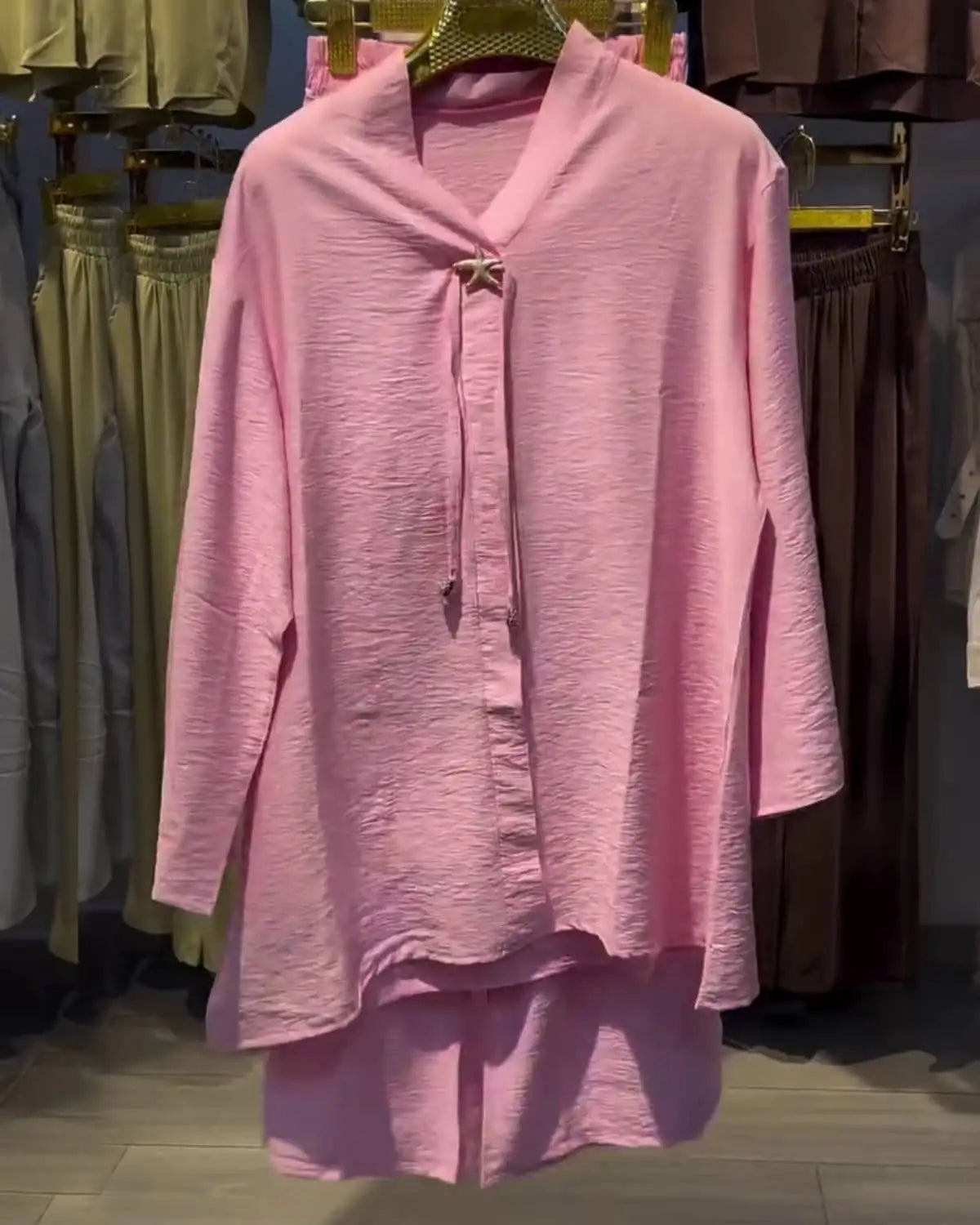 Ensemble 2 Pièces Lin Froissé — Tunique & Pantalon Large