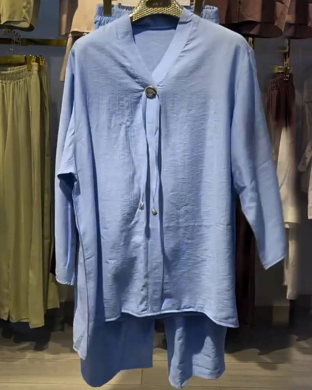 Ensemble 2 Pièces Lin Froissé — Tunique & Pantalon Large