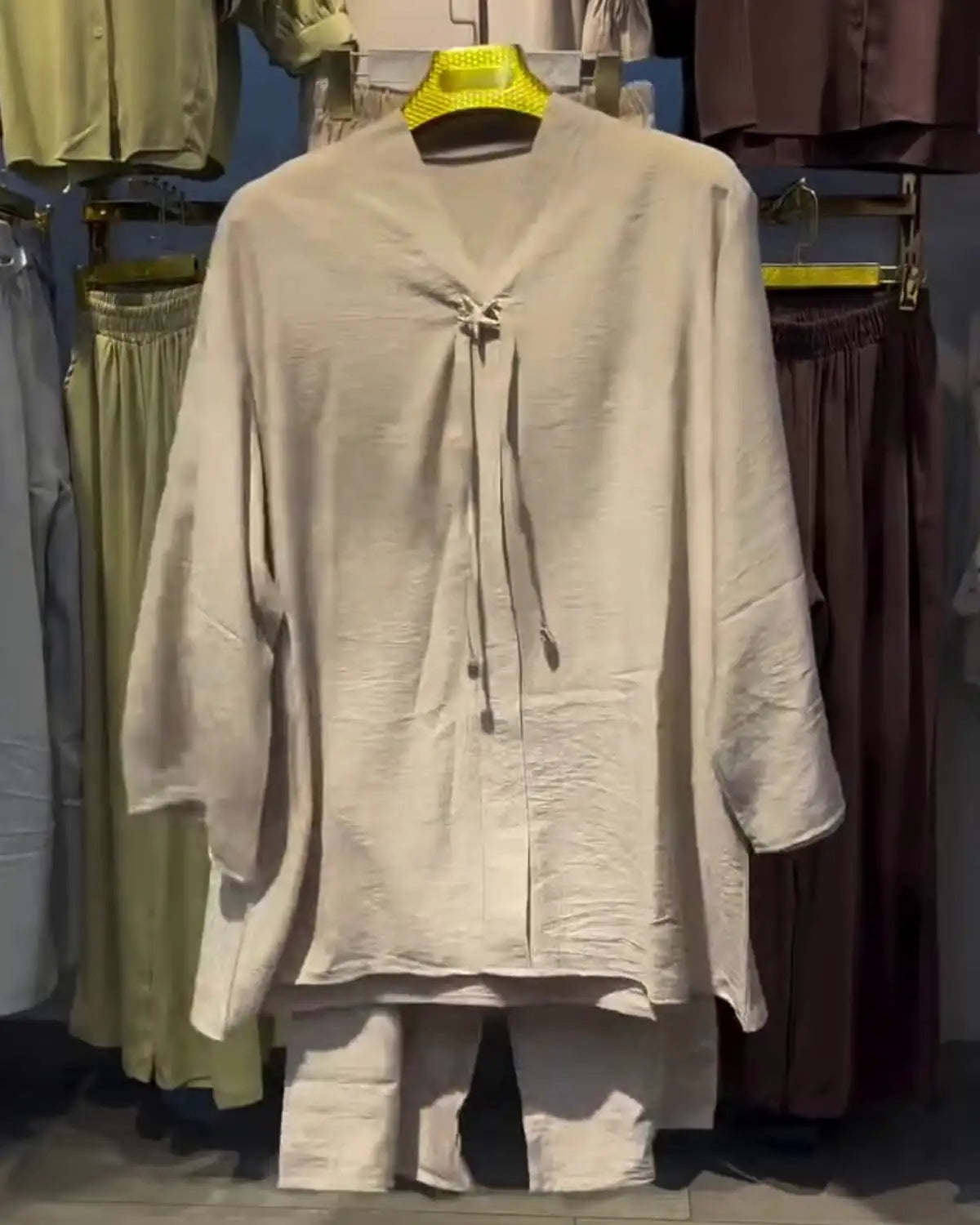 Ensemble 2 Pièces Lin Froissé — Tunique & Pantalon Large