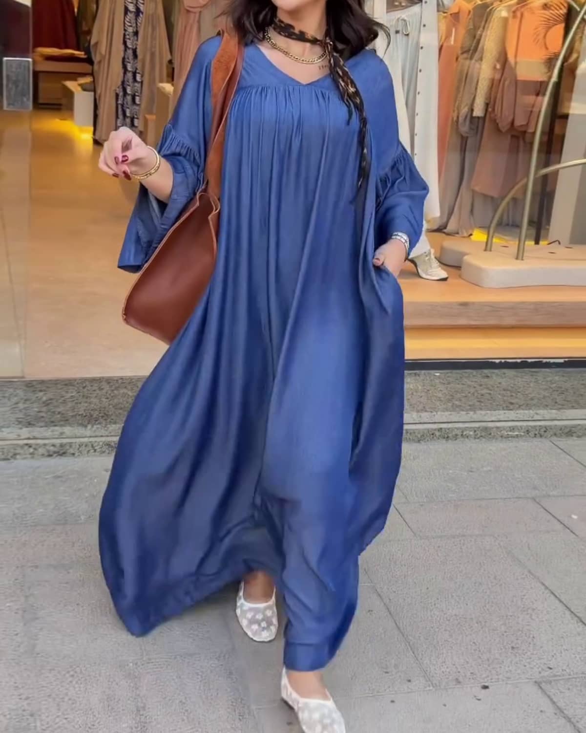 Robe Maxi en Chambray — Élégance Bohème & Confort Absolu