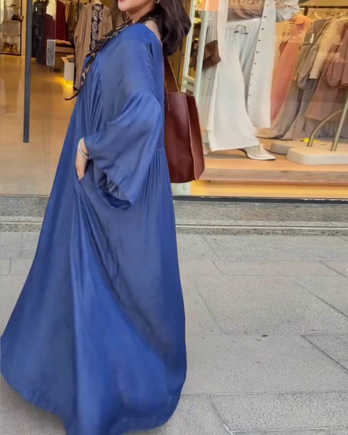 Robe Maxi en Chambray — Élégance Bohème & Confort Absolu