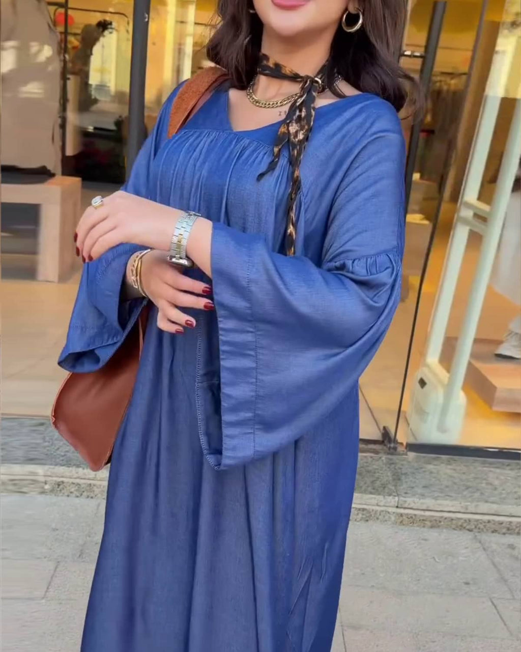 Robe Maxi en Chambray — Élégance Bohème & Confort Absolu